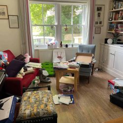Lounge declutter before